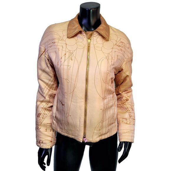 Vintage 90s Y2K Hermès France Womens S Silk Music Notes Reversible Jacket‎